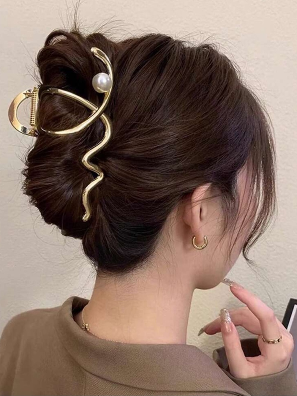 Pearl Accent Swirl Hair Claw Clip - (Gold, Silver, Black) $5 Each
